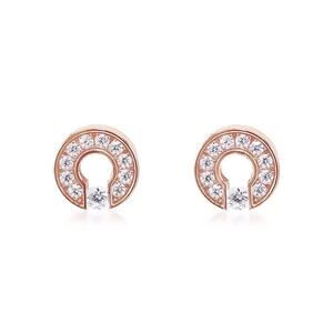 B Tiff Circular Rose Gold Stainless Steel Earrings